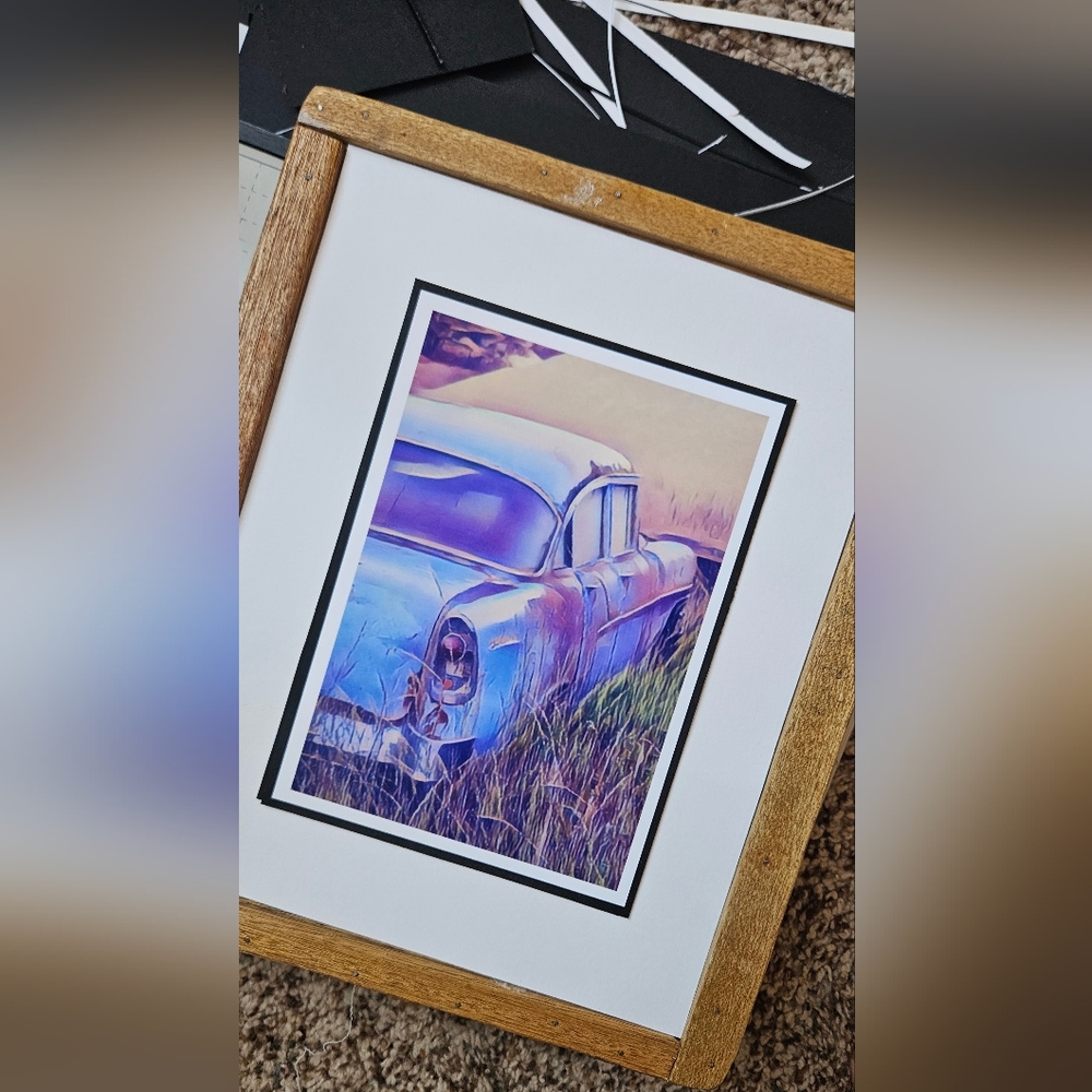 1950s model Chevy & GMC  Original prints framed in matching vintage wood frames